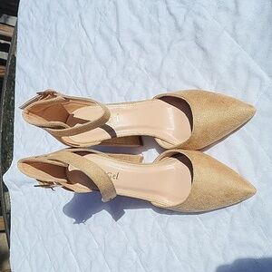 Elegant Tan Heels with Ankle Strap